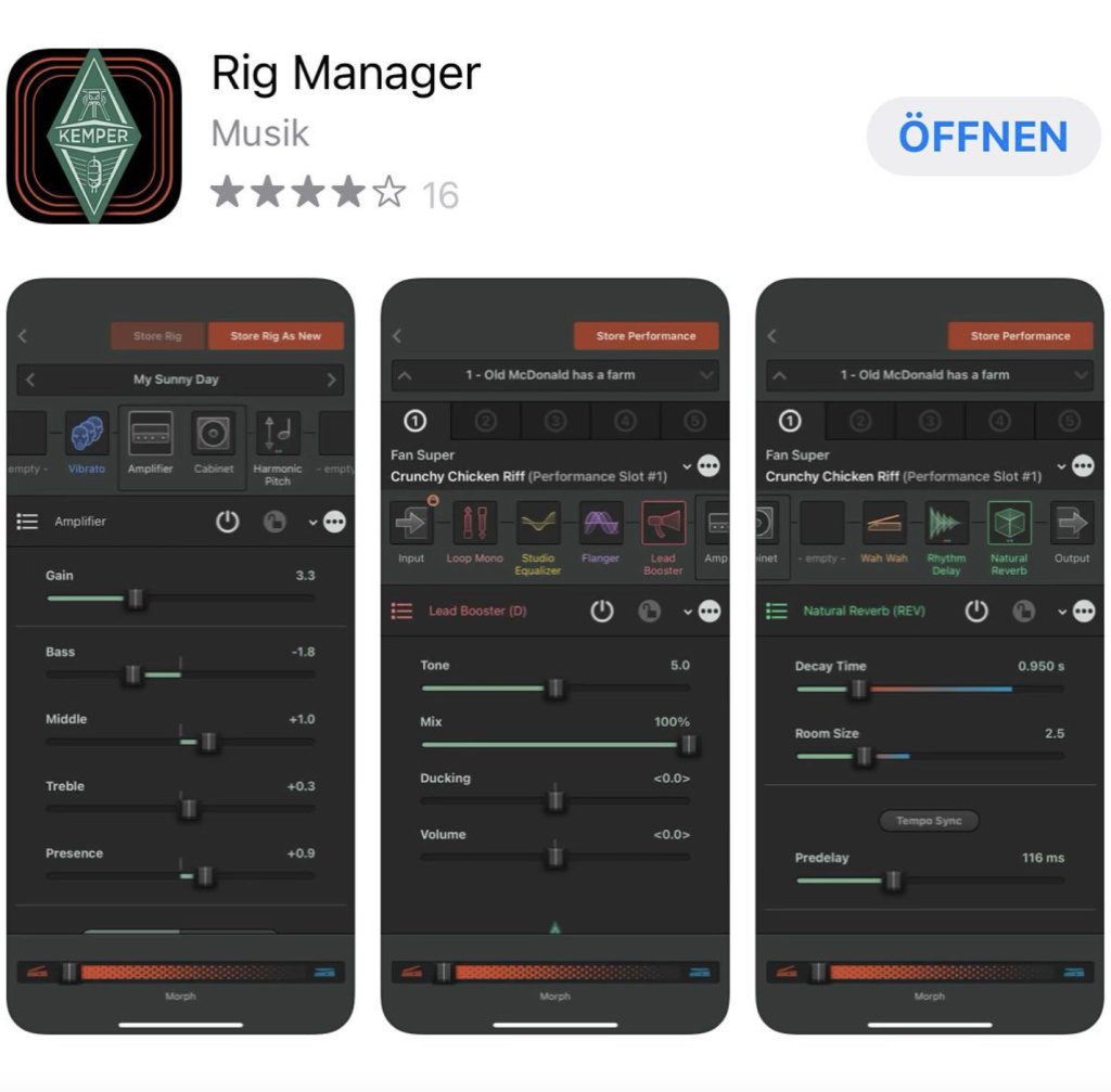 Aplicación Profiler Rig Manager iOS