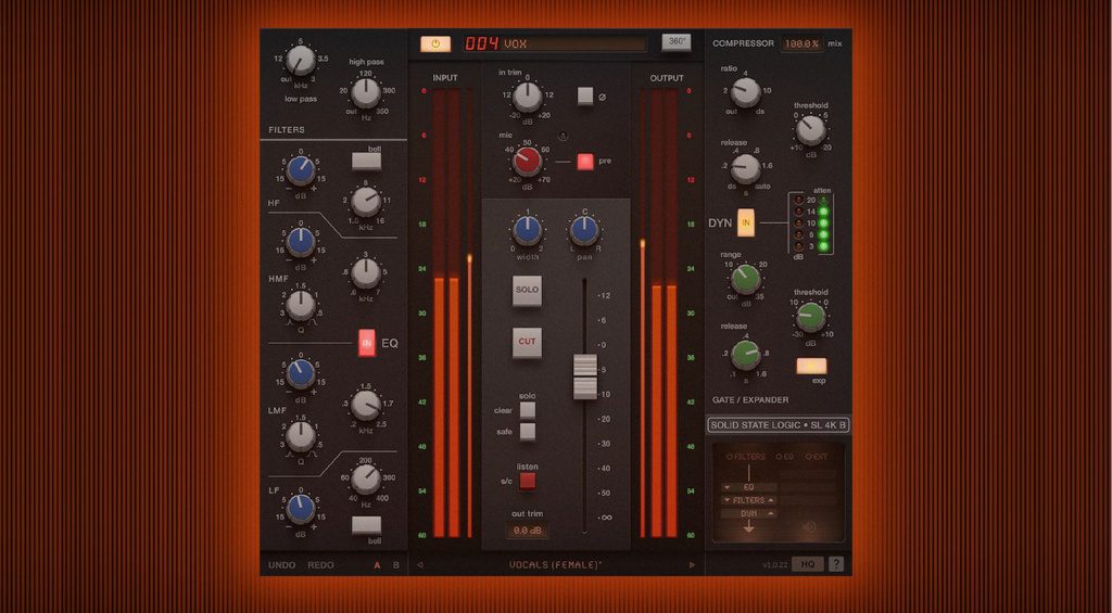 Procesamiento tipo consola con SSL 4K B, nuevo plugin de channel strip ...